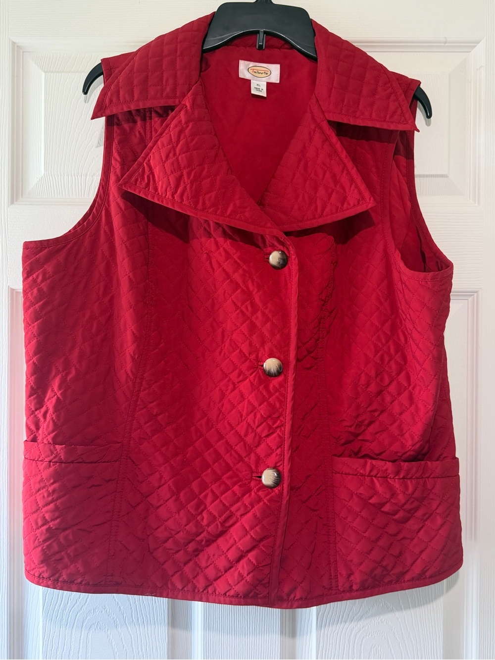 Talbots Quilted Red Sleeveless Vest with Buttons